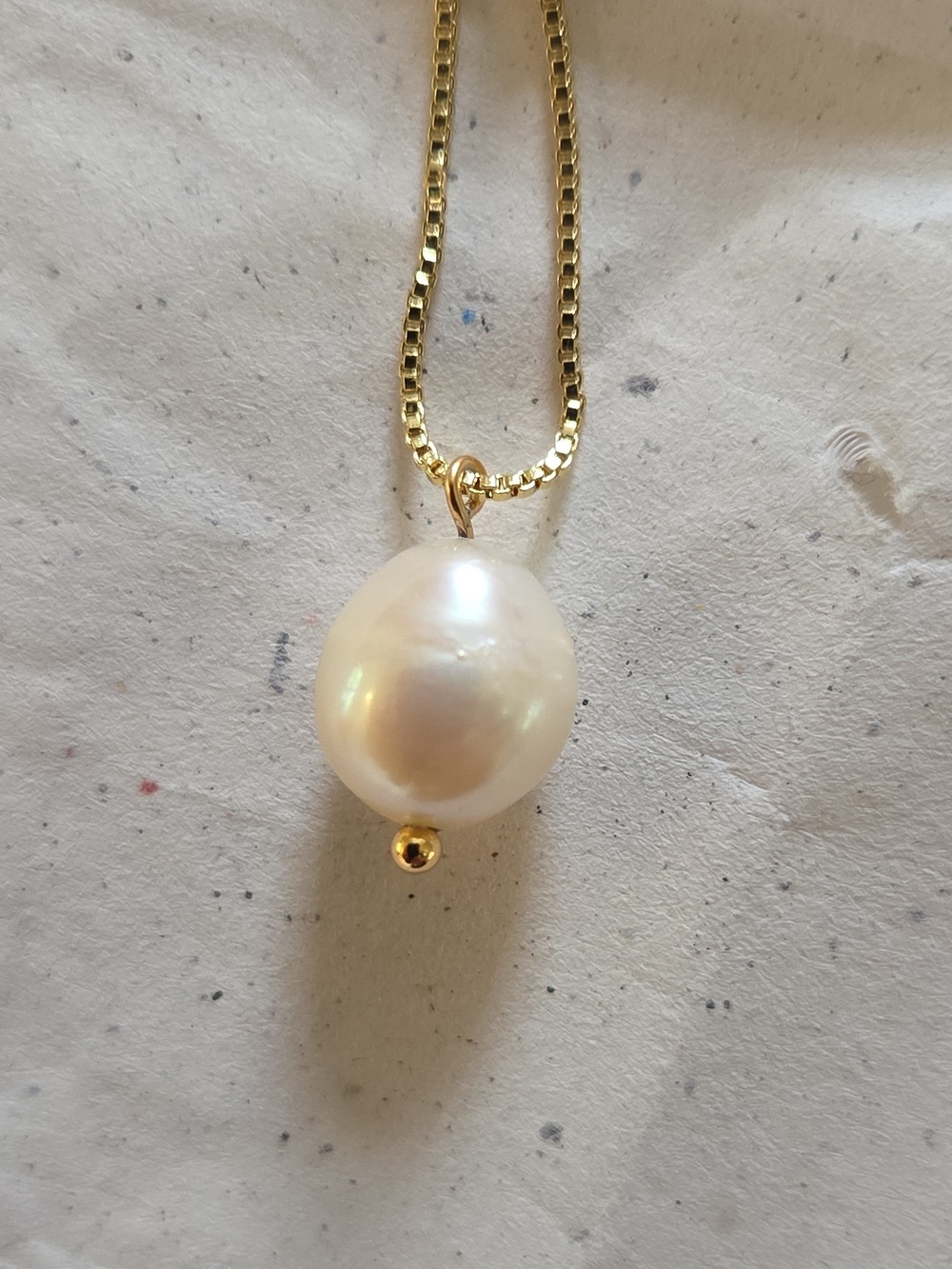 Floating Baroque Freshwater Pearl Necklace 8-10mm 24k Gold Plated Box Chain 18in - Picture 3 of 7